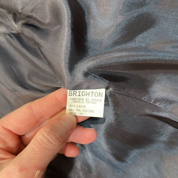 Vintage Brighton One Button Houndstooth Lined Black White Blazer Women Medium 40 - Picture 9 of 12